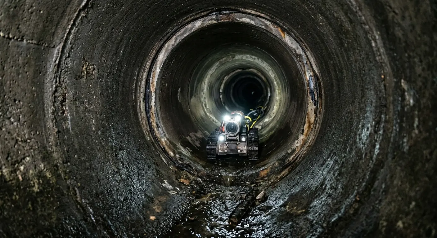 Robotic sewer camera inspecting pipe interior for Sewer Line Cleaning in Lealman